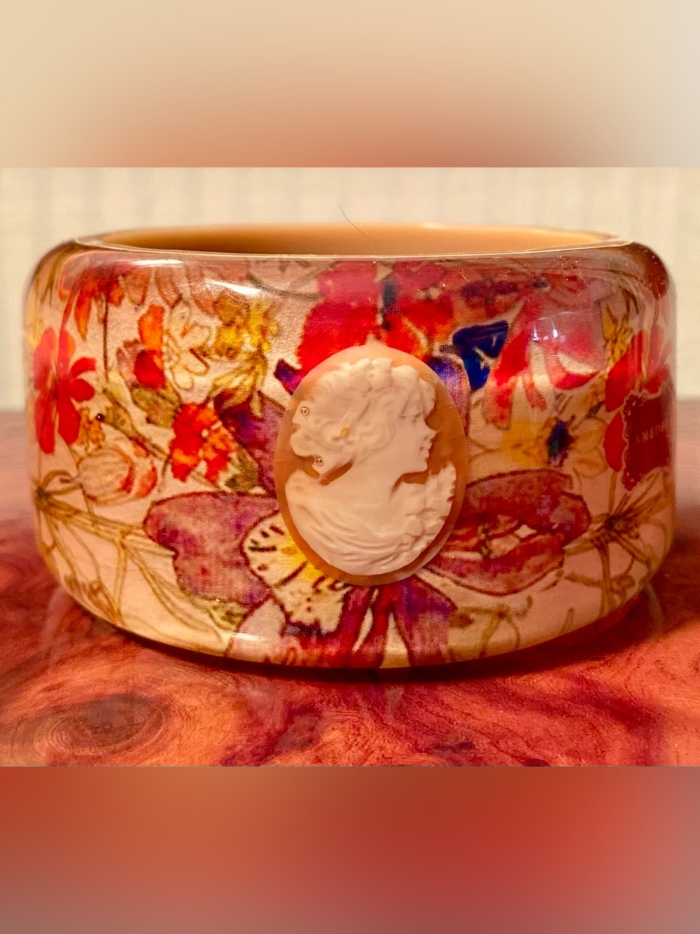 Amedeo Floral Cameo Resin Bangle Bracelet